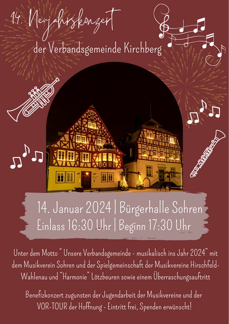 Herzliche Einladung zum 14. Neujahrskonzert der Verbandsgemeinde Kirchberg